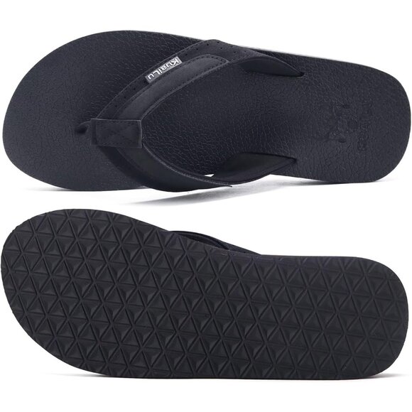 ?Men\'s Flip Flop Sandal Ferrous Leather Slip On Arch Support Comfort Shoes